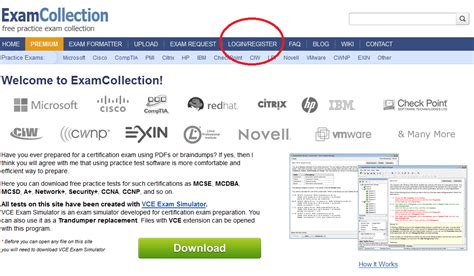 vce online home page.